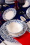 Hermia Laleli Juego de Cena de Porcelana 18 Piezas Blanco y Azul
